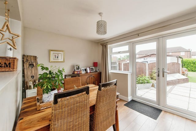 The dining room features double glazed windows to the rear aspect and two sets of double glazed French doors also to the rear. Photo: Zoopla