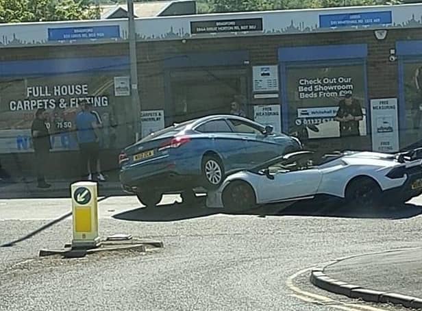The Lamborghini ended up with another car on its bonnet. Image: Ryan Odgers