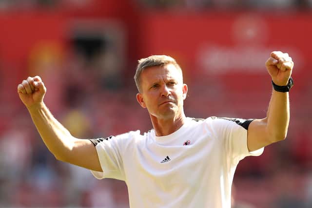 SOUTHAMPTON, ENGLAND - AUGUST 13: Jesse Marsch, Manager of Leeds United reacts after the Premier League match between Southampton FC and Leeds United at Friends Provident St. Mary's Stadium on August 13, 2022 in Southampton, England. (Photo by Henry Browne/Getty Images)