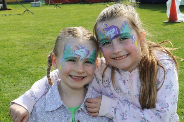 Friends Ivy Dinnewell, six, and Harriet Ryder, seven, from Wakefield. The festival offers fun for all the family.