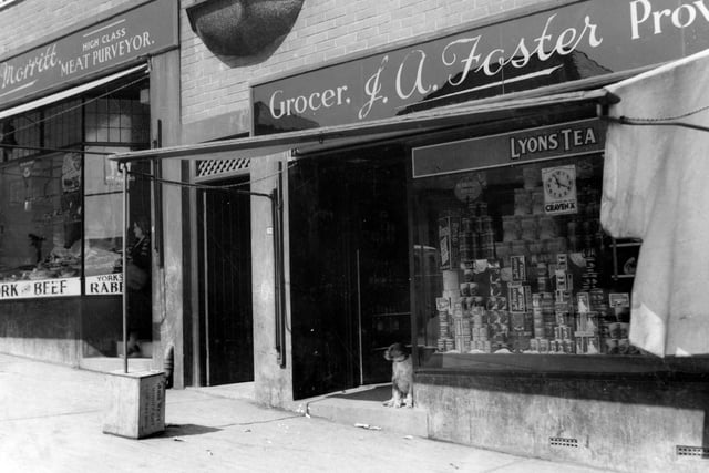 Brander Road which was the grocers premises of J.A Foster pictured in April 1939. On the left Frank Morritt, butchers, can be seen.