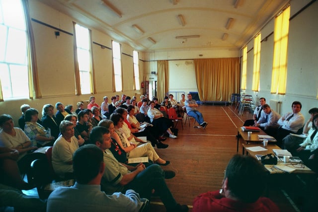 A public meeting was held to discuss the crumbling state of Cross Gates Primary School in June 1999.