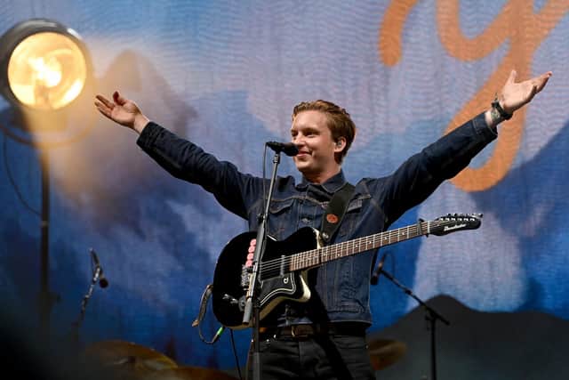 GLASTONBURY, ENGLAND - JUNE 26: George Ezra performs on the John Peel Stage during day five of Glastonbury Festival at Worthy Farm, Pilton on June 26, 2022 in Glastonbury, England. (Photo by Kate Green/Getty Images)