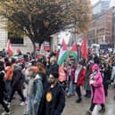 Thousands of demonstrators turned out in Leeds city centre on October 28 for a demonstration over conflict in the Middle East.