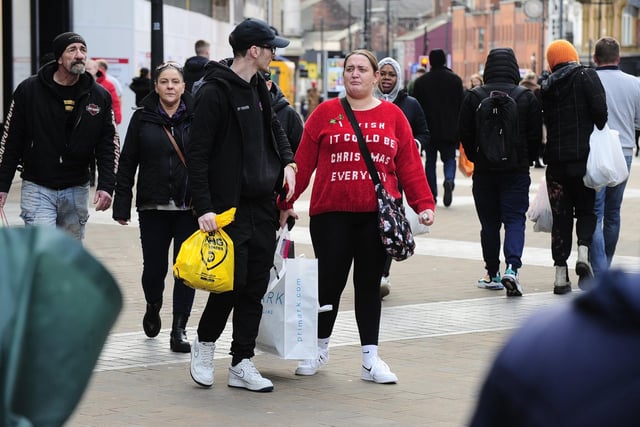 Christmas jumpers were a familiar sight among shoppers.