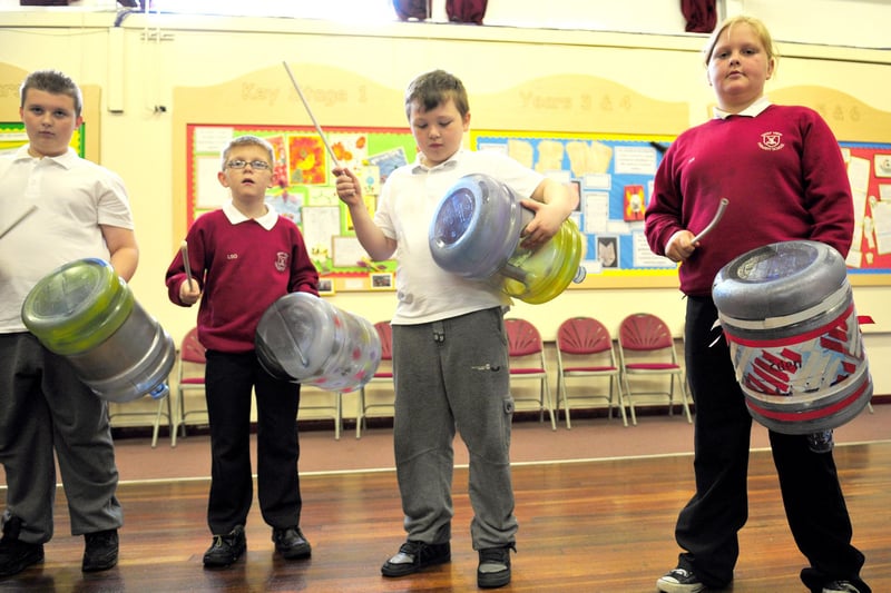 The Samba drumming session underway at West View Primary School 7 years ago. Were you there?