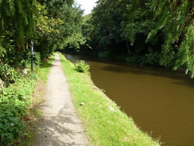A stunning stretch of the Rochdale Canal borders the property that is now for sale.