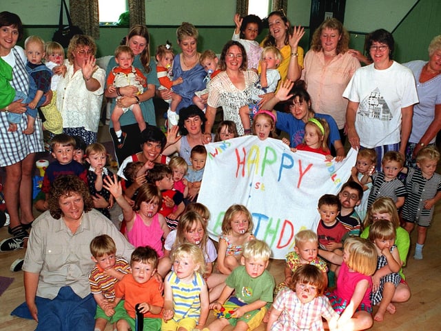 The Cross Gates Twins and Toddlers Club, based in Cross Gates Methodist Church Hall, were celebrating their first birthday in July 1997.