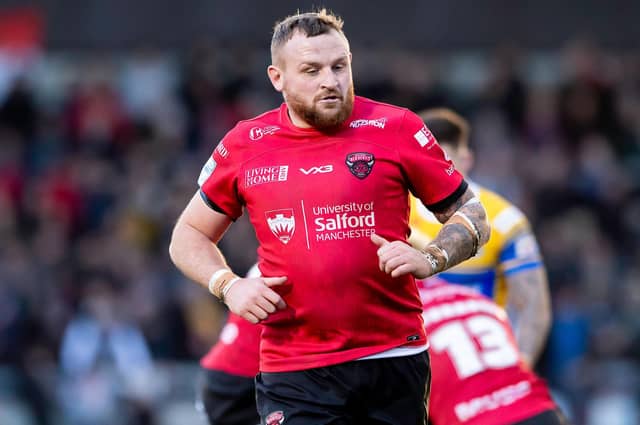 Brad Singleton is poised to make his Castleford Tigers debut against Catalans Dragons following his midweek move from Salford Red Devils. Picture by Allan McKenzie/SWpix.com.