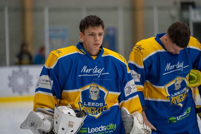 YOU'RE IN: Harrison Walker got handed his first competitive start of the season for Leeds Knights on Sunday night, helping the NIHL National leaders to a 4-1 derby win over Hull Seahawks Picture courtesy of Oliver Portamento.