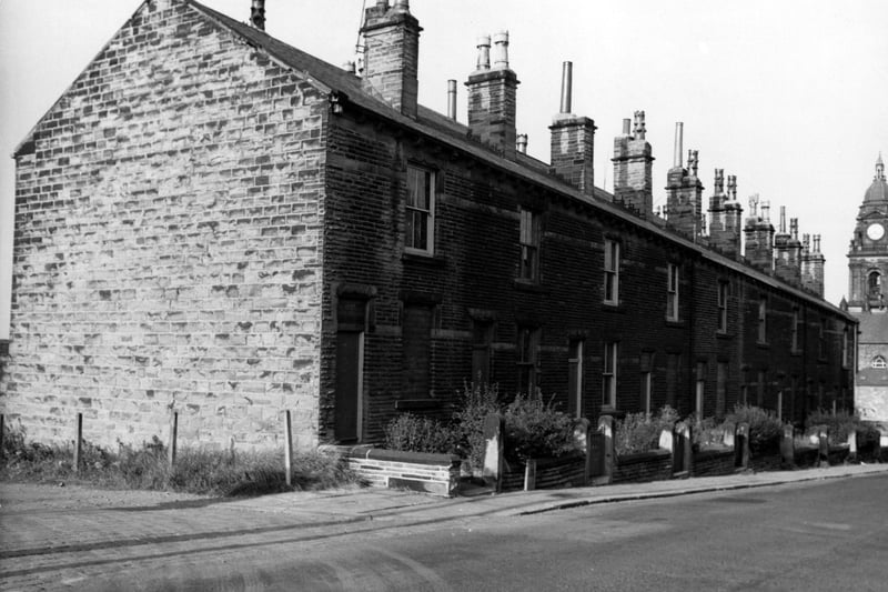 Looking north-east along Albion Street in July 1971, Morley Town Hall can be seen to the right of the photograph.