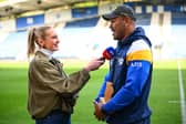 Leeds Rhinos' Maika Sivo interviewed by Jenna Brookes of Sky Sports. Picture by Olly Hassell/SWpix.com.
