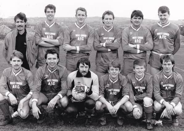 White Cross, who played in the Premier Division of the Wharfedale Triangle League, pictured in March 1989. Back row, from left, are John Bailey (manager), Richard Cullen, Simon Baldwin, Simon Reynolds, Simon Bell and Andy Marshall. Front row, from left, are Gary Jackson, Nigel Whichelo, John Lamb, Keith Turk, Scott Nichol and Les Holmes.