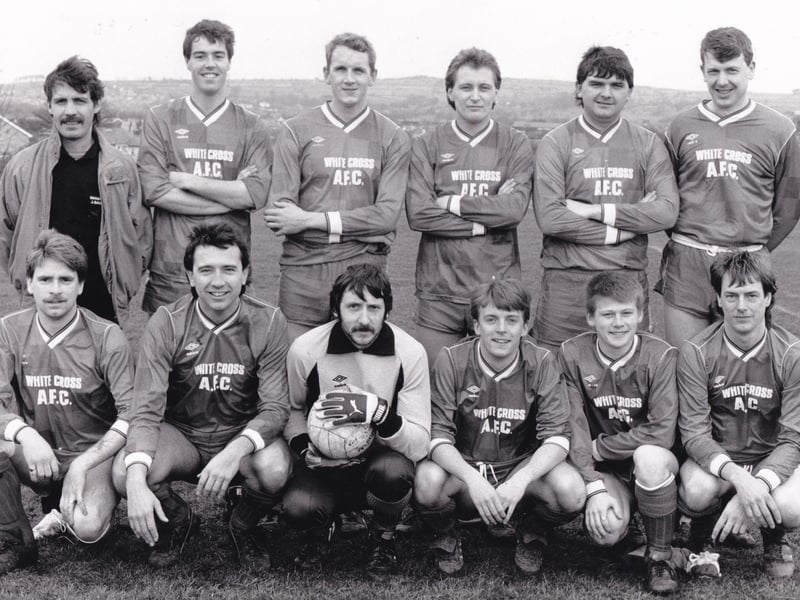 White Cross, who played in the Premier Division of the Wharfedale Triangle League, pictured in March 1989. Back row, from left, are John Bailey (manager), Richard Cullen, Simon Baldwin, Simon Reynolds, Simon Bell and Andy Marshall. Front row, from left, are Gary Jackson, Nigel Whichelo, John Lamb, Keith Turk, Scott Nichol and Les Holmes.