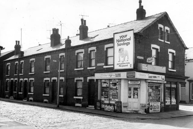 Rocheford Road begins here on the left with number 8, moving right numbers follow in sequence to 2, which is next to the shop at the corner with New Pepper Road. This is number 3, a newsagents, business of Ivy Pemberton. To the right, 5 is also a shop, at the corner with Rocheford Terrace. Pictured in May 1968.