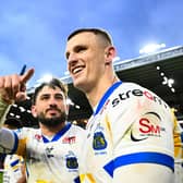 Jack Bird, left with fellow Leeds Rhinos centre Ash Handley, has undergone minor knee surgery. Picture by Olly Hassell/SWpix.com.