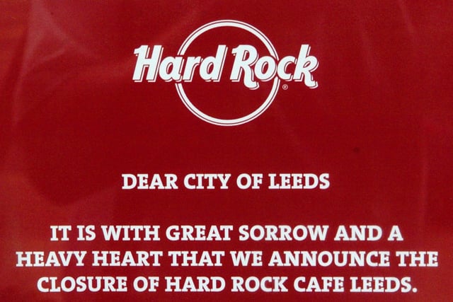 "We have had the pleasure of serving all you hard rockers day and night for the past five great years, we hope that you keep us in your thoughts and are able to visit and experience other Hard Rock Cafe locations worldwide." read a message on the door when it announced its closure in July 2007.