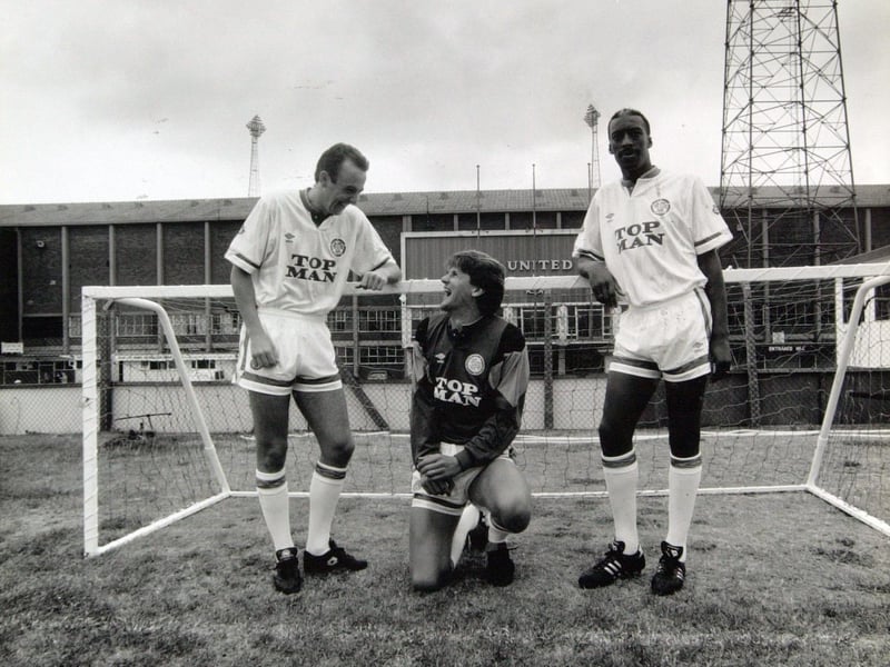 Leeds United's summer signings, from left, Gary McAllister, John Lukic and Chris Whyte.