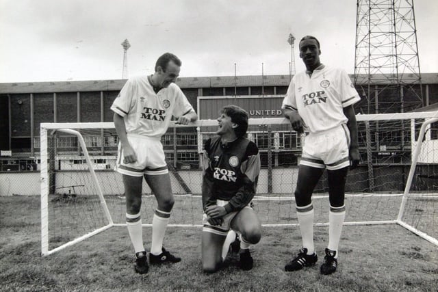 Leeds United's summer signings, from left, Gary McAllister, John Lukic and Chris Whyte.