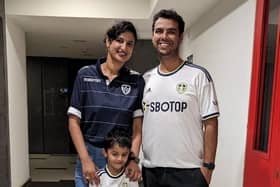 Abhinav Shukla with his wife and son, who have joined him in his Leeds fandom.