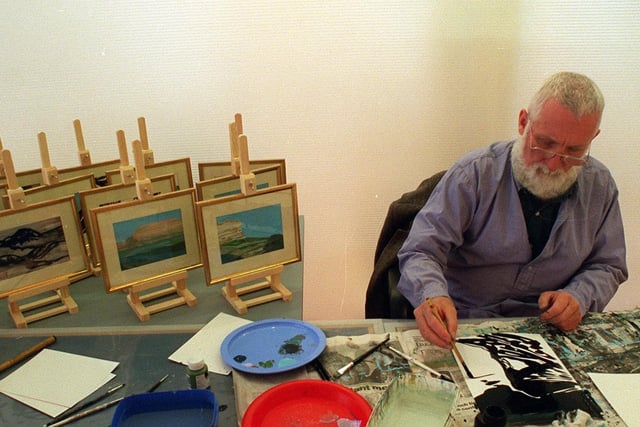 Pontefract artist and poet Brian Lewis celebrated his 60th birthday by producing 60 paintings in a day at Halifax in September 1997.