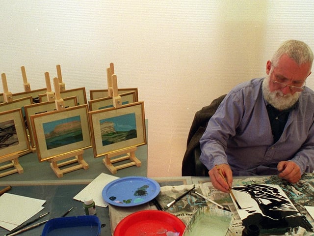 Pontefract artist and poet Brian Lewis celebrated his 60th birthday by producing 60 paintings in a day at Halifax in September 1997.