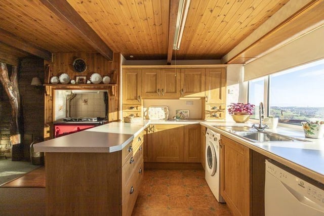 A kitchen with a view: look out over the Calder Valley for miles from this kitchen window.