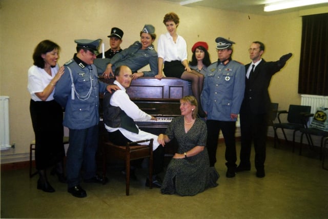 The cast of Allo Allo which was being staged by The Follow Spot Theatre Company in October 2001.
