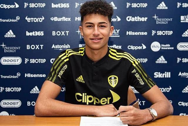 Mateo Joseph upon signing for the club in January 2022 (Image: Leeds United)