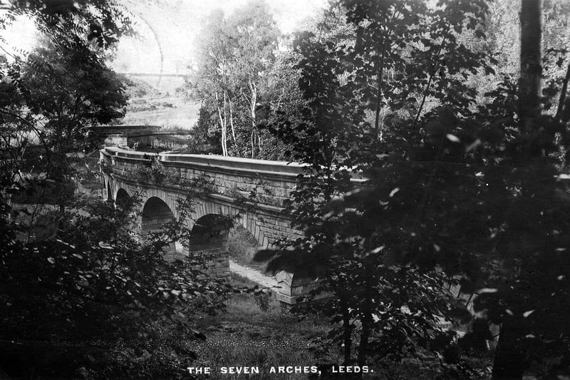 A postcard view of the Seven Arches Aqueduct, which shows a postmark of 1926 on the back. It went on to become a popular tourist spot.