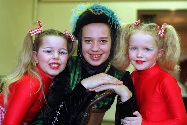 The Crossgates Village Welfare Association was preparing to stage pantomime 'Puss In Boots' at Penda's Way Community Centre. Pictured is principal character Claire Brown with  two  of the young dancers Terri Marie Calvert (left) and Caroline Hardy.