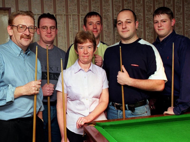 Upper and Lower Wortley Liberal Club snooker team in October 1998. Pictured, from left, are Graham Audus, Paul Howes, Sheron Audus, Gary Popple, Darren Barlow and Lee Craven.