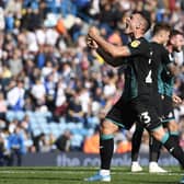 LONG LIKED - Burnley right-back Connor Roberts, pictured here celebrating as a Swansea City player at Elland Road when he and Joe Rodon were part of a 1-0 win over Leeds United in 2019. Leeds have long admired Roberts but no move is imminent. Pic: George Wood/Getty Images