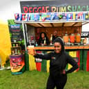 The Riverside Food Festival, Wetherby. Cherrelle Davis (front) with Natasha Lewis and  Saffia Morris from the Reggae Rum Shack Leeds, pictured at the festival.Picture taken by Yorkshire Post Photographer Simon Hulme 5th August 2023