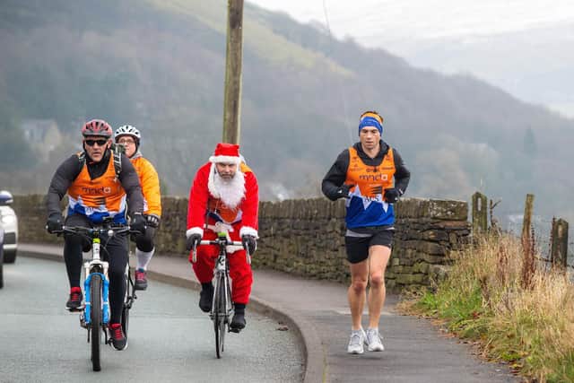 Kevin Sinfield during his final 7 in 7 marathon challenge  around Saddleworth in aid of Rob Burrow and in support of the MND Association, in
December, 2020.  Picture by Bruce Rollinson.