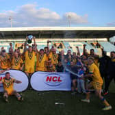 Hunslet ARLFC celebrate their third successive National Conference Premier Division title. Picture by Alex Shenton.