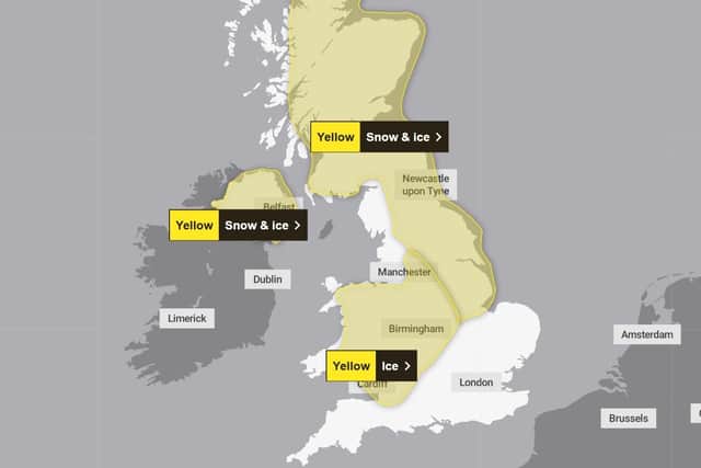 A yellow weather warning has been issued for ice in Warwickshire. Photo by Met Office
