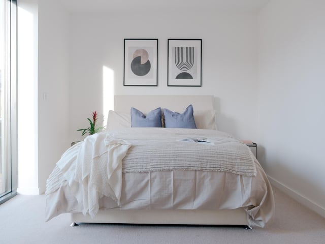The light and airy master bedroom.