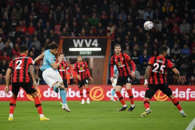 EXAMPLE: David Prutton says Leeds United can take a leaf out of Southampton's book and how they recorded a 1-0 victory against Bournemouth last month in which Che Adams, pictured, headed home the only goal of the game. Photo by Mike Hewitt/Getty Images.