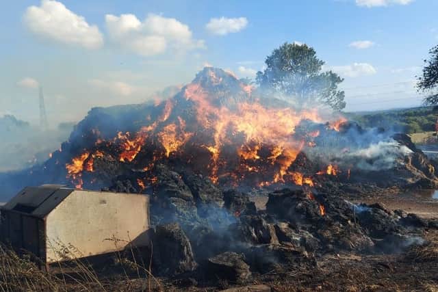 Residents were advised to close windows and doors as four large haystacks burned. Picture: West Yorkshire Fire and Rescue Service