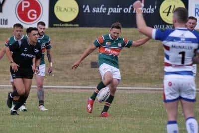 Patch Walker kicks at goal. Picture by Hunslet RLFC.