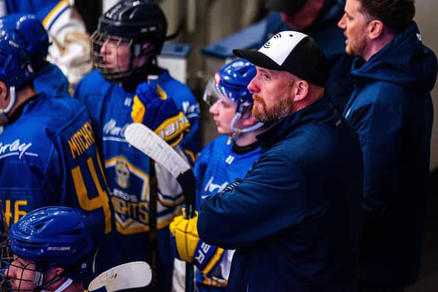 BIG ASK: Leeds Knights 2 head coach Davey Lawrence, will hope his young Leeds Knights 2 team can make Blackburn hawks wait to be crcowned NIHL North One champions. Picture: Kev Bland/Knights Media.