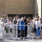 Shoppers queued up to be the first to enter the new M&S megastore at the White Rose shopping centre