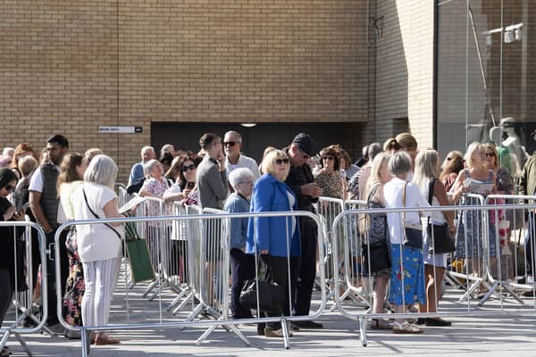 Shoppers queued up to be the first to enter the new M&S megastore at the White Rose shopping centre