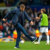 FRUSTRATION: As Leeds United head coach Jesse Marsch boots a ball following Sunday's 3-2 defeat to Fulham. Picture by Bruce Rollinson