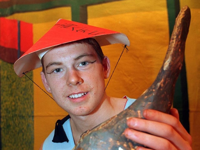 This is Spencer Loney who played the title role in the production of the pantomime Aladdin at the Epiphany Church Hall in February 1997.
