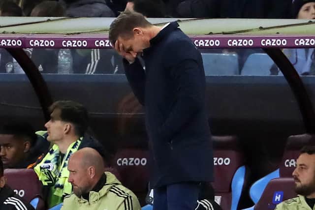 AGONY: For Whites boss Jesse Marsch at Villa Park. Photo by GEOFF CADDICK/AFP via Getty Images.