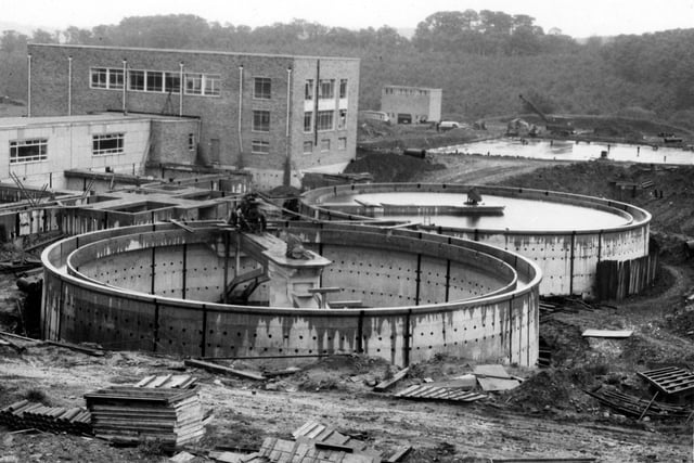 Construction work in process at Eccup Reservoir in June 1964.