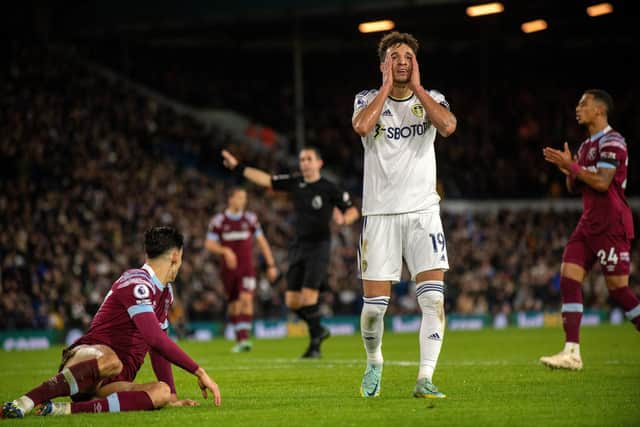 NEAR MISS: For Rodrigo, above, and Leeds United in Wednesday night's Premier League clash against West Ham United at Elland Road. Picture by Bruce Rollinson.