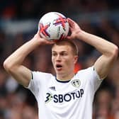 LEEDS, ENGLAND - APRIL 09: Rasmus Kristensen of Leeds United takes a throw in during the Premier League match between Leeds United and Crystal Palace at Elland Road on April 09, 2023 in Leeds, England. (Photo by Matt McNulty/Getty Images)